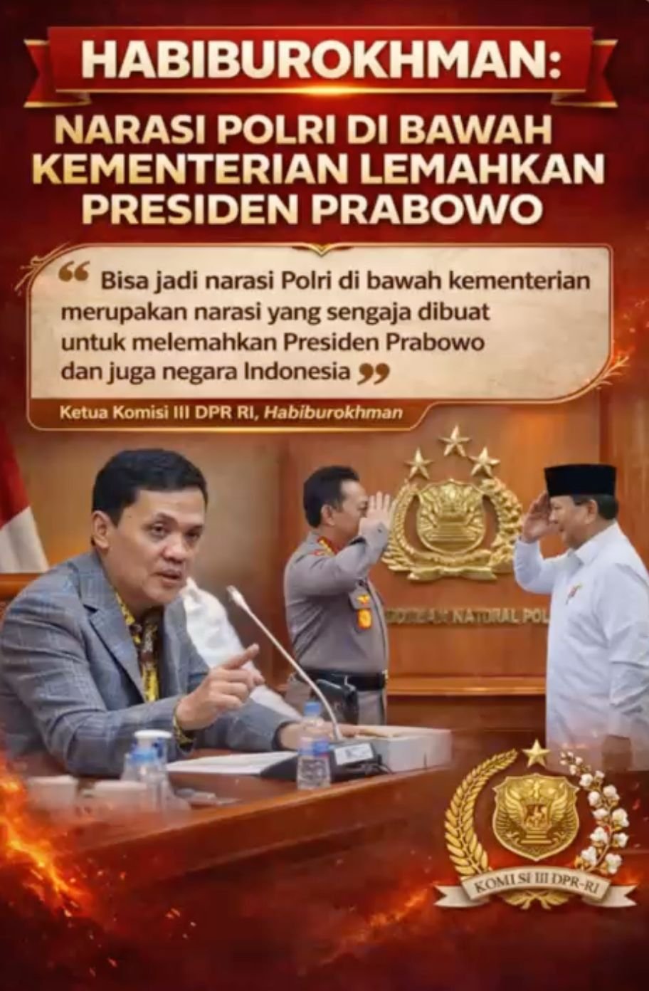Surya Borneo : Habiburokhman: Narasi Polri di Bawah Kementerian Lemahkan Presiden Prabowo